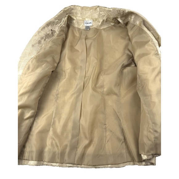 Chico's Blazer Jacket Floral Jacquard Gold Women's Size Large Lightweight Career - Picture 4 of 8
